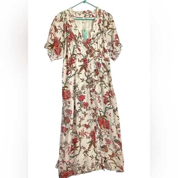 Anthropologie  Pilcro NWT Ruffle-Collar Button-down Dress Floral Plus Size16W - Picture 3 of 15